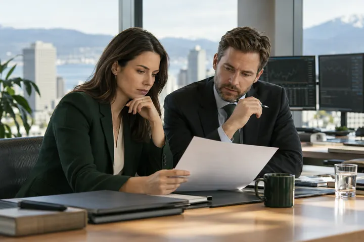 Fixed-income analysts examining an investment in a Canadian office