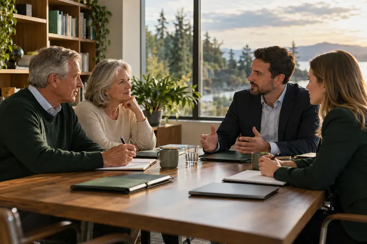 Business owners and potential successors discussing an ownership transition